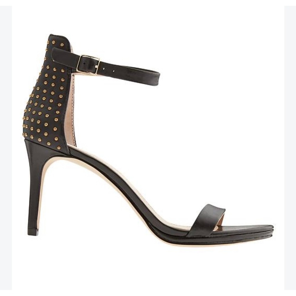 Banana Republic Jaylen Black Leather Studded Heel Ankle Strap Sandals 7.5